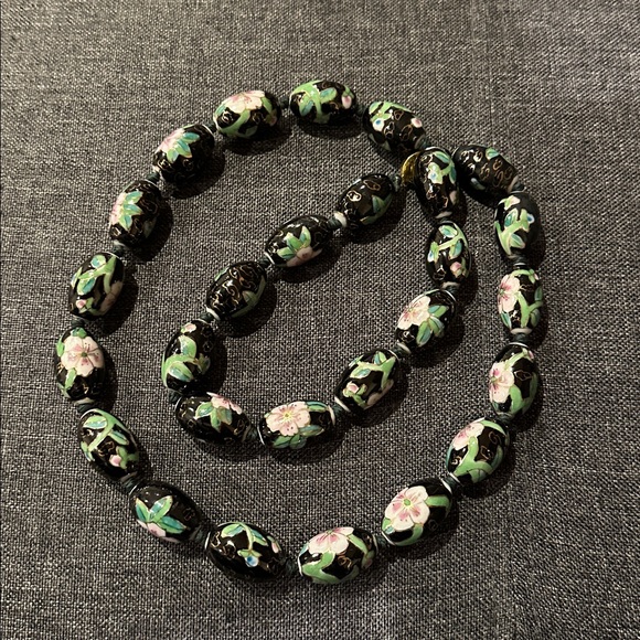 Jewelry - Vintage Large Oval Porcelain Necklace